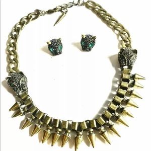 RARE Natasha Panther Necklace With Earrings Set